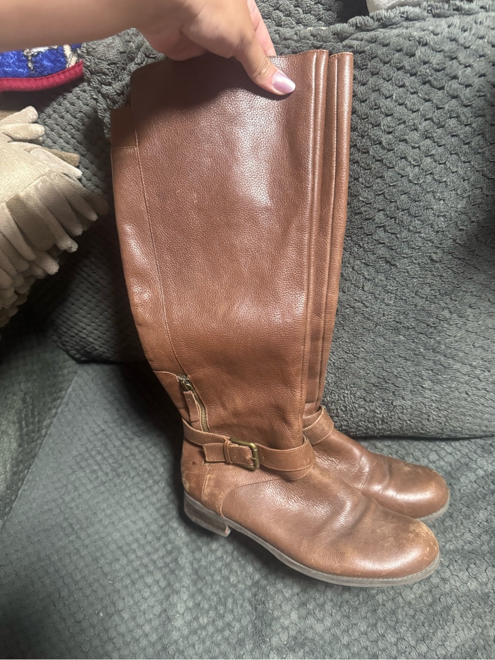 Nine West Brown Leather Combat/Moto Boots